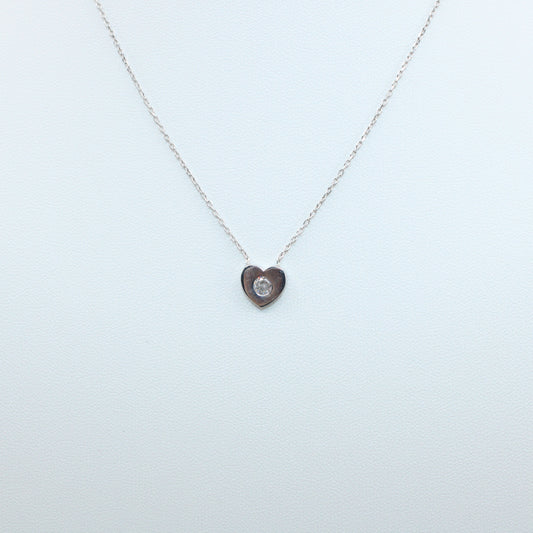 Colier Argint Inimioara Cristal Simplu