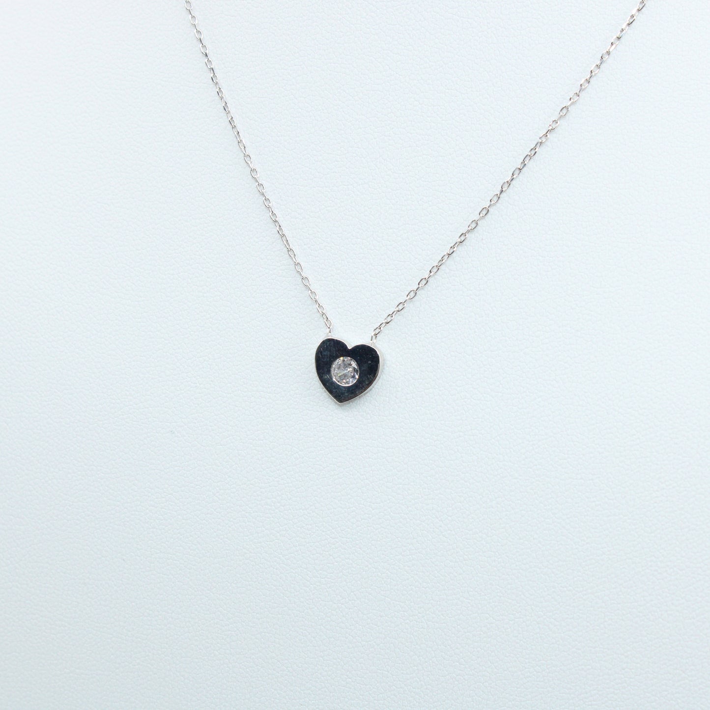 Colier Argint Inimioara Cristal Simplu