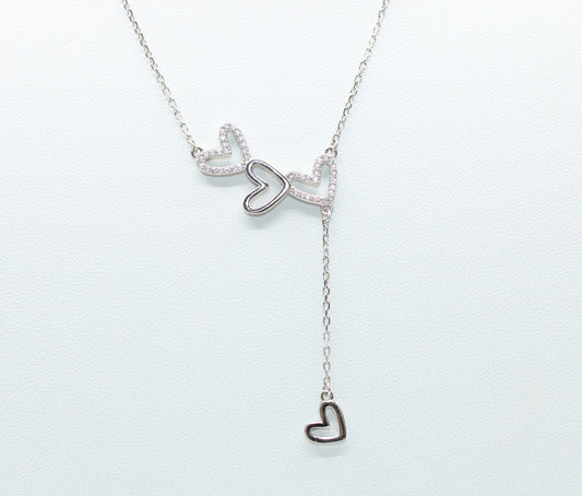 Colier Argint Inimioare cu Cristale