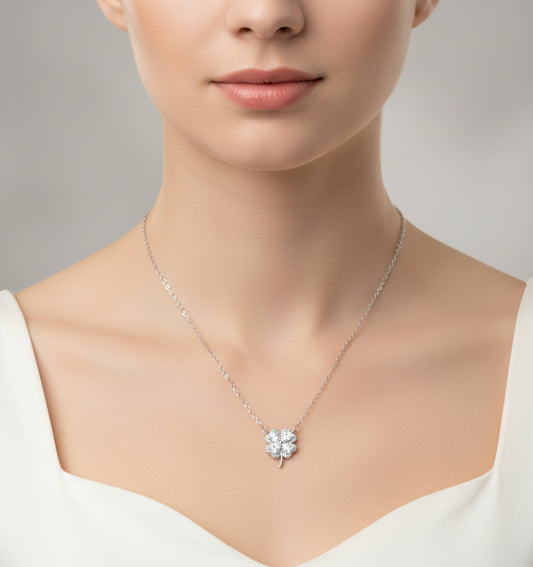 Colier Argint Trifoi cu Cristale