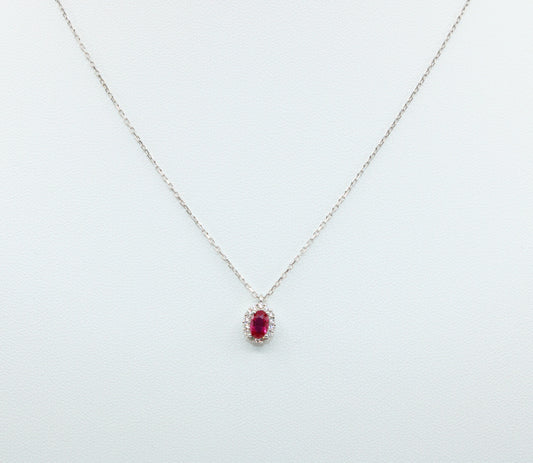 Colier Argint cu Cristal Rosu