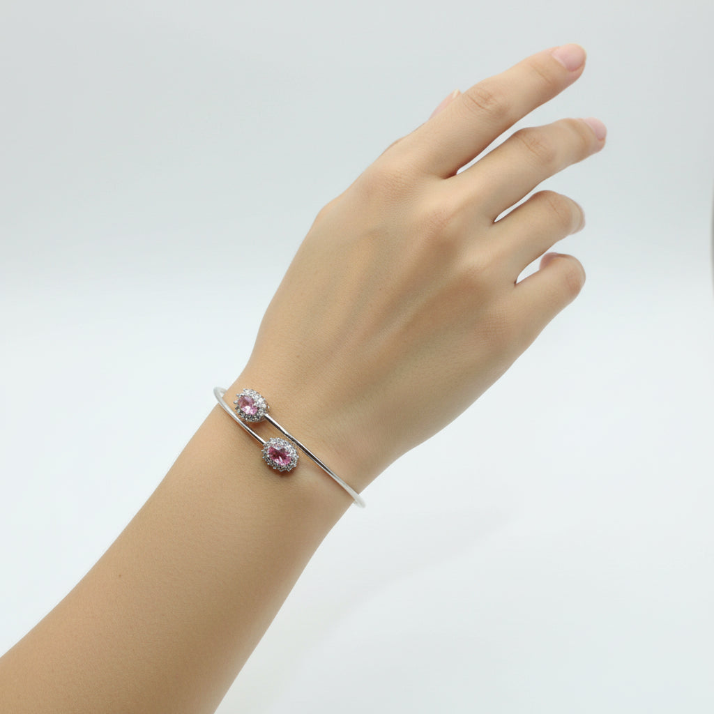 Bratara Argint Reglabila cu Piatra Roz