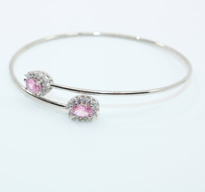 Bratara Argint Reglabila cu Piatra Roz
